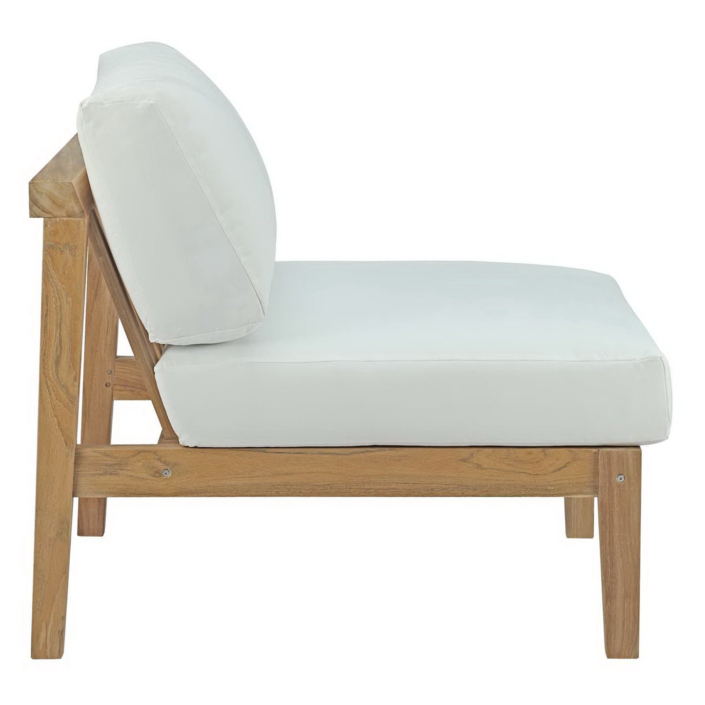 Modway - Bayport Outdoor Patio Teak Armless by Modway  Outdoor Furniture Sofa Sectionals White - EEI-2697-NAT-WHI