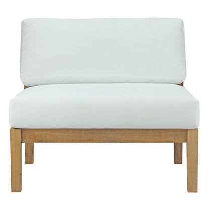 Modway - Bayport Outdoor Patio Teak Armless by Modway  Outdoor Furniture Sofa Sectionals White - EEI-2697-NAT-WHI
