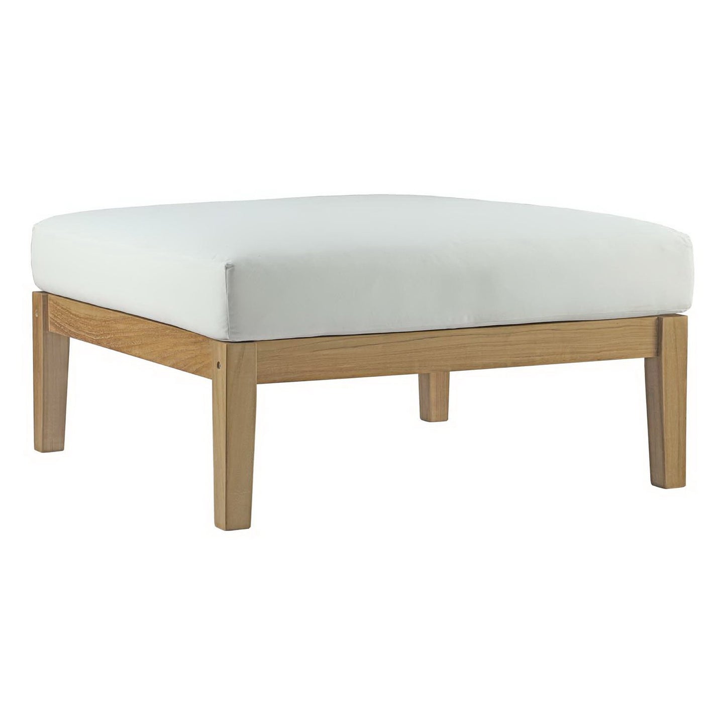 Modway - Bayport Outdoor Patio Teak Ottoman by Modway  Outdoor Furniture Sofa Sectionals White - EEI-2698-NAT-WHI