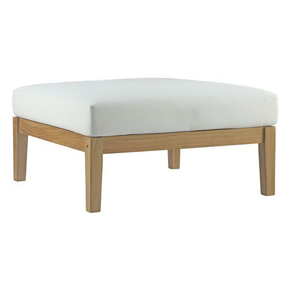Modway - Bayport Outdoor Patio Teak Ottoman by Modway  Outdoor Furniture Sofa Sectionals White - EEI-2698-NAT-WHI