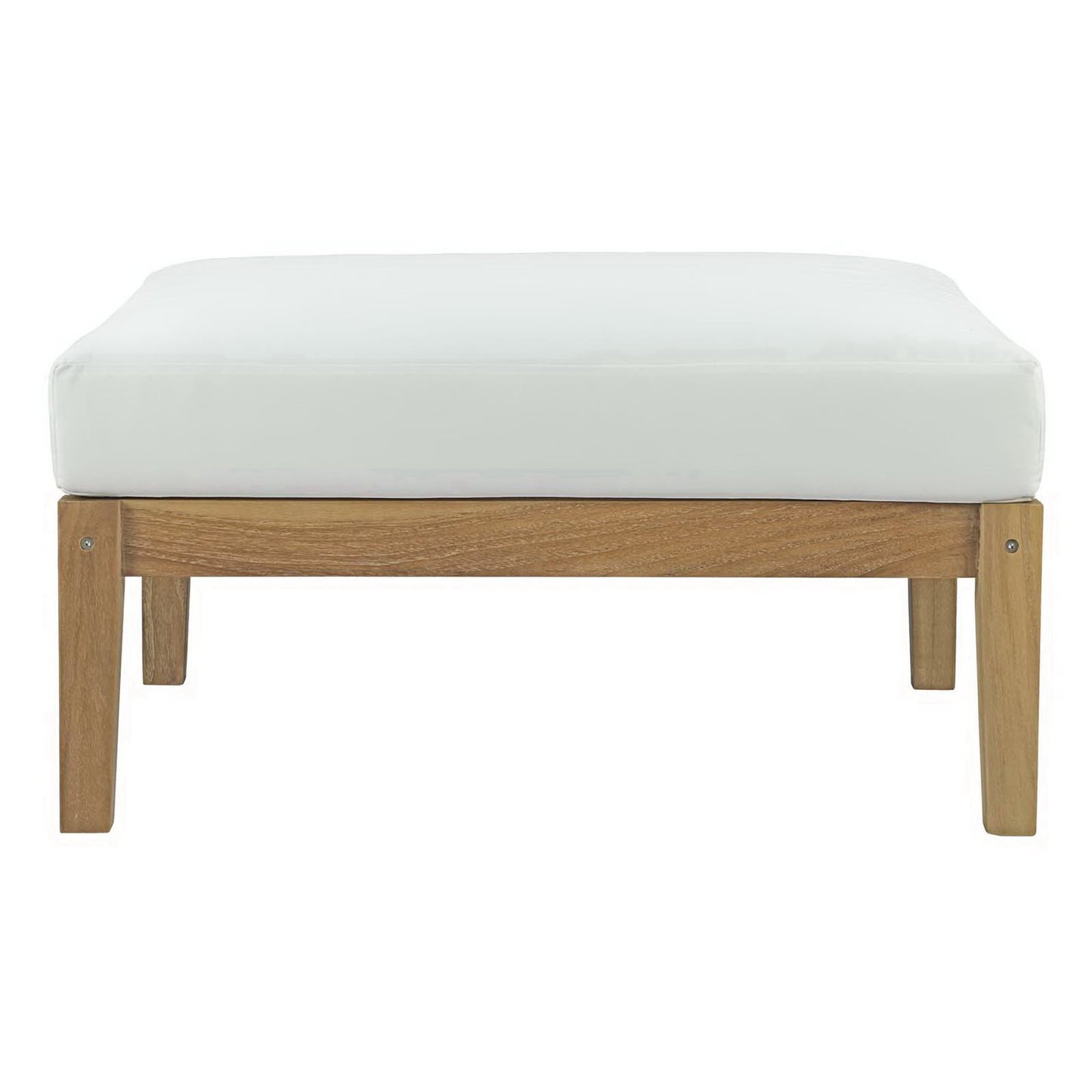 Modway - Bayport Outdoor Patio Teak Ottoman by Modway  Outdoor Furniture Sofa Sectionals White - EEI-2698-NAT-WHI