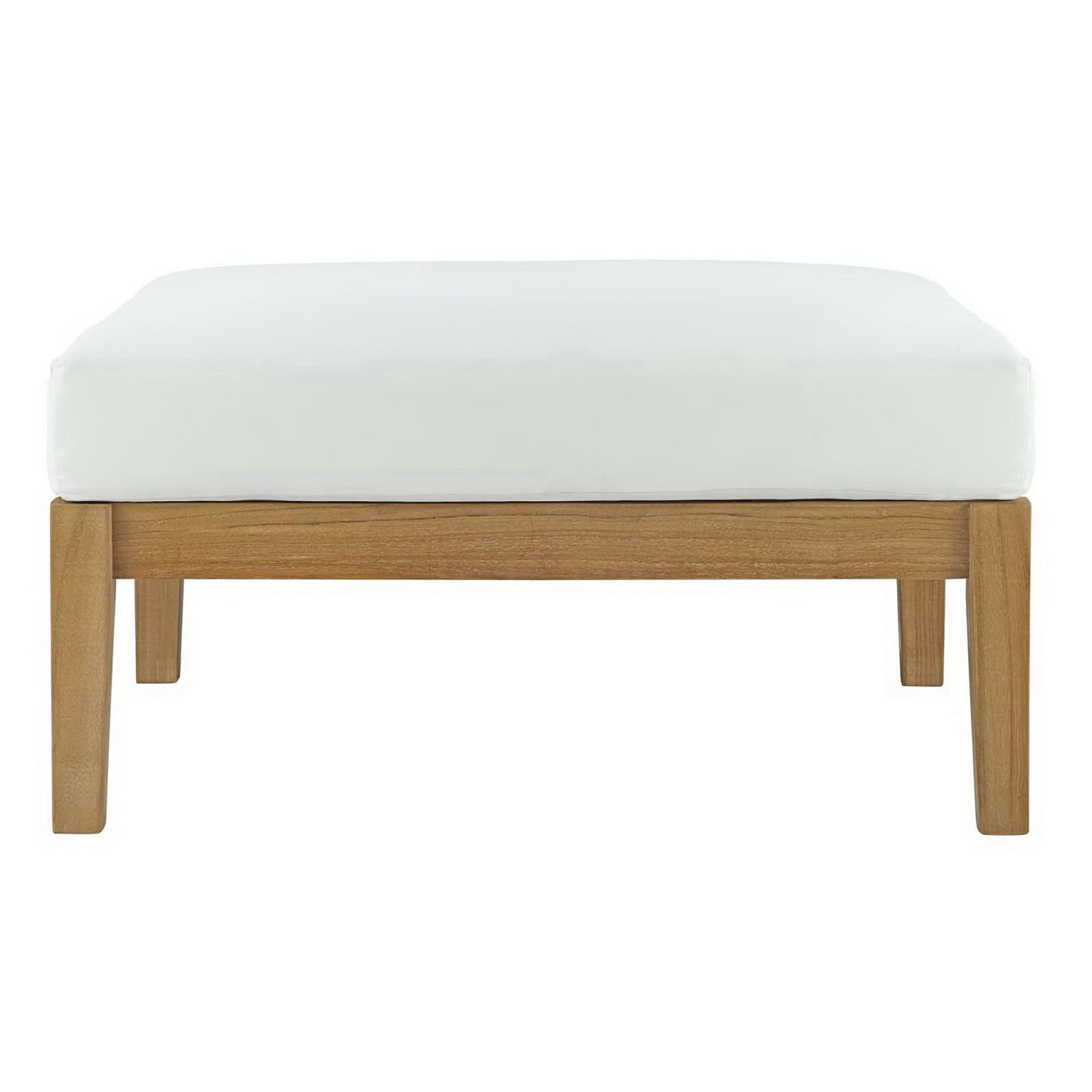 Modway - Bayport Outdoor Patio Teak Ottoman by Modway  Outdoor Furniture Sofa Sectionals White - EEI-2698-NAT-WHI
