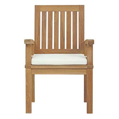 Modway - Marina Outdoor Patio Teak Dining Chair by Modway  Outdoor Furniture Bar and Dining White - EEI-2701-NAT-WHI