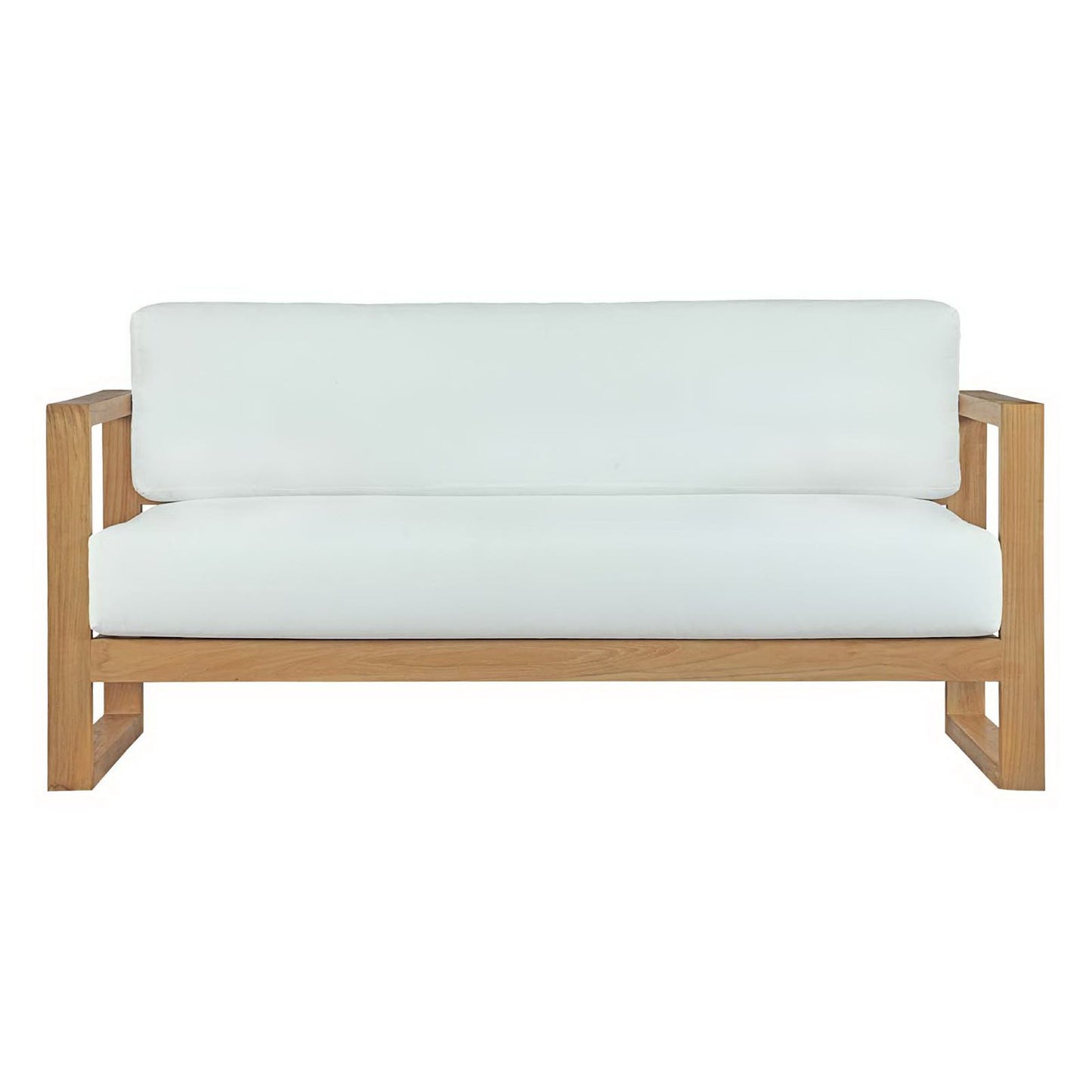 Modway - Upland Outdoor Patio Teak Sofa by Modway  Outdoor Furniture Sofa Sectionals White - EEI-2707-NAT-WHI