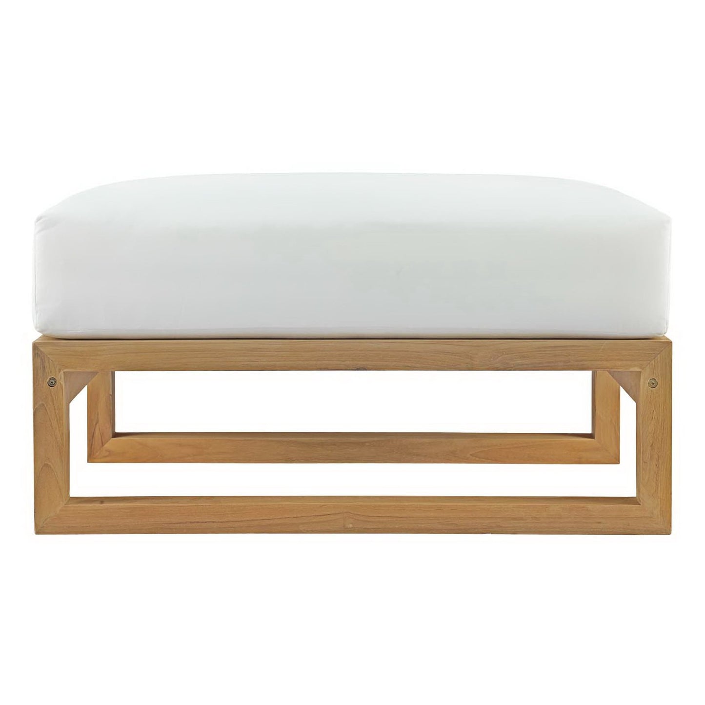 Modway - Upland Outdoor Patio Teak Ottoman by Modway  Outdoor Furniture Sofa Sectionals White - EEI-2708-NAT-WHI