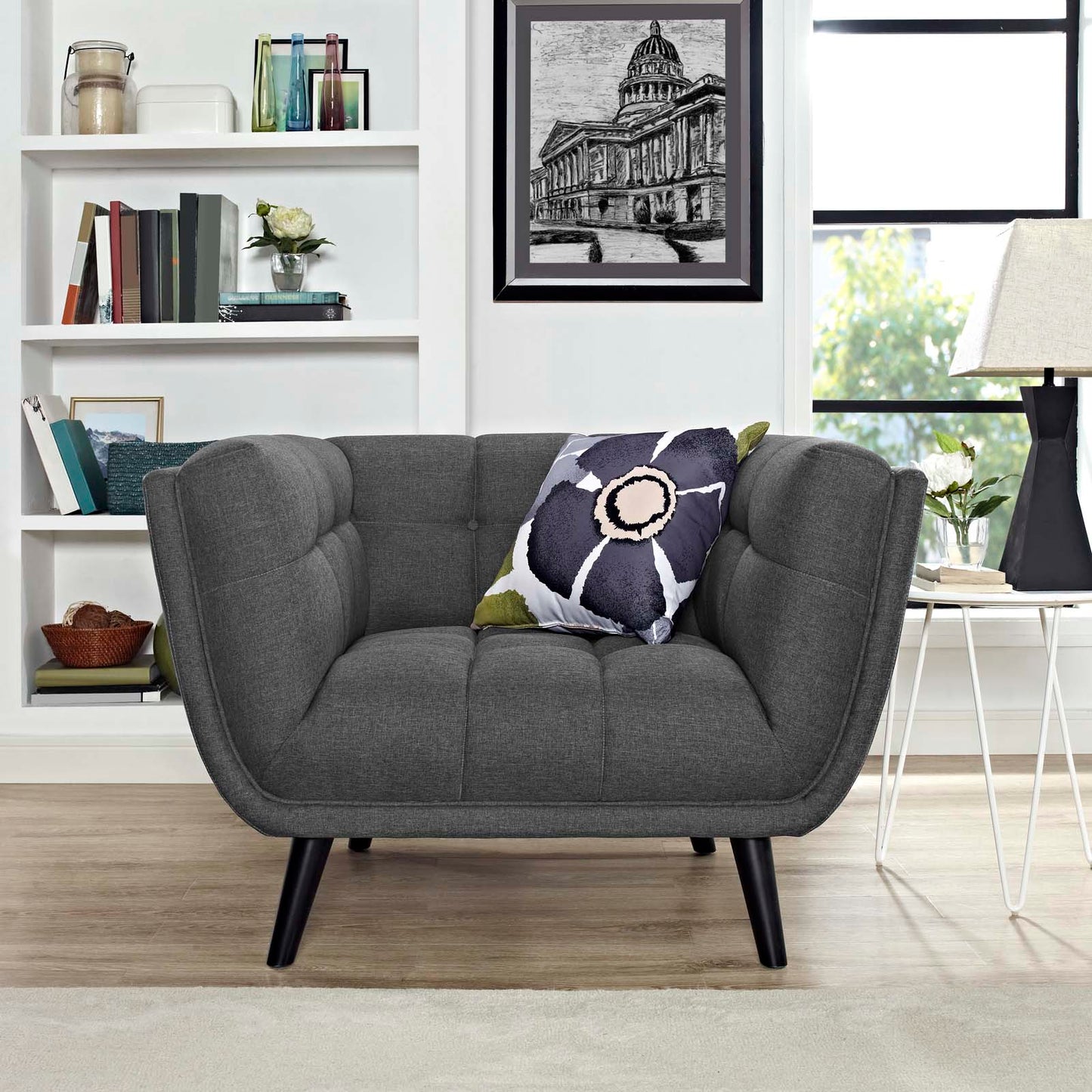Modway Outlet Bestow Upholstered Fabric Armchair by Modway  Living Room Furniture Gray - EEI-2732-GRY
