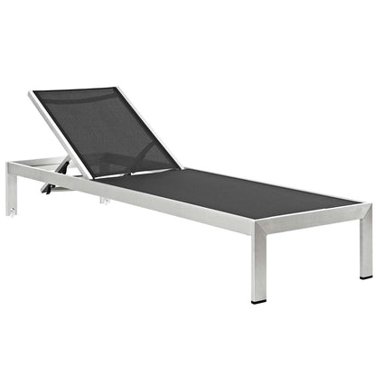 Modway Outlet Shore 3 Piece Outdoor Patio Aluminum Chaise with Cushions by Modway  Outdoor Furniture Furniture Silver Turquoise - EEI-2736-SLV-TRQ-SET