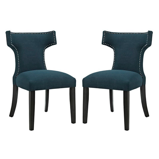 Modway - Curve Fabric Dining Side Chair Set of 2 by Modway  Bar and Dining Dining Chairs Blue - EEI-2741-AZU-SET