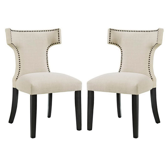 Modway - Curve Fabric Dining Side Chair Set of 2 by Modway  Bar and Dining Dining Chairs Brown - EEI-2741-BEI-SET