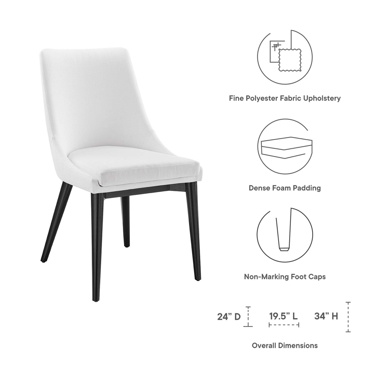 Modway Outlet Viscount Fabric Dining Side Chair Set of 2 by Modway  Bar and Dining Furniture White - EEI-2745-WHI-SET