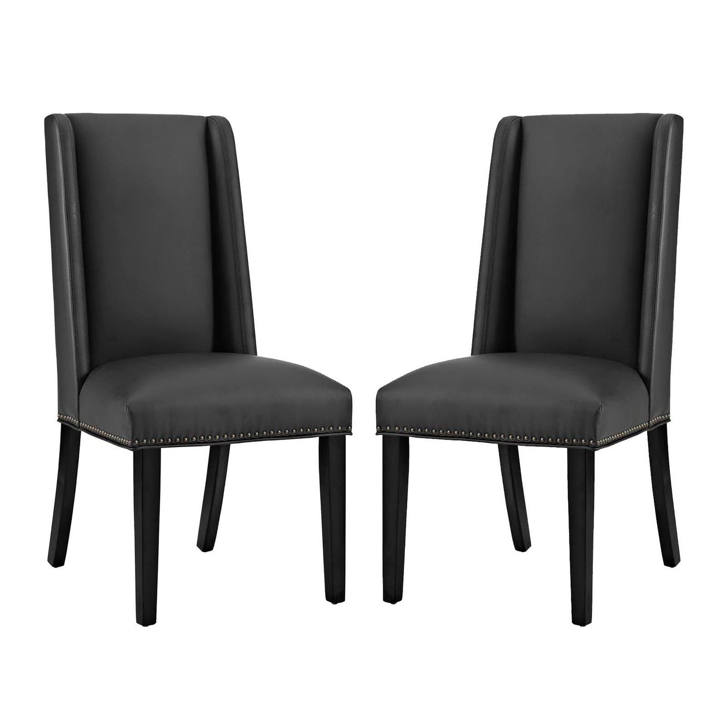 Modway Outlet Baron Vinyl Dining Chair Set of 2 by Modway  Bar and Dining Furniture Black - EEI-2747-BLK-SET