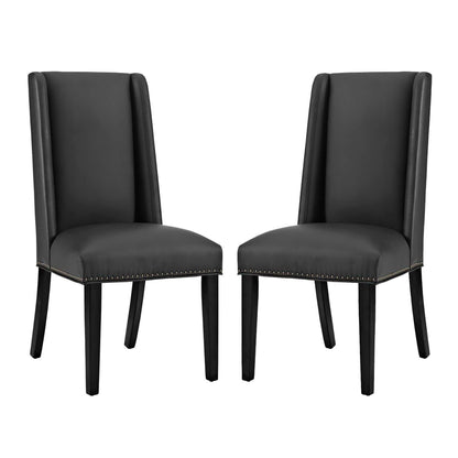 Modway Outlet Baron Vinyl Dining Chair Set of 2 by Modway  Bar and Dining Furniture Black - EEI-2747-BLK-SET