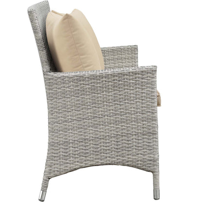 Modway Outlet Bridge 4 Piece Outdoor Patio Patio Conversation Set with Pillow Set by Modway  Outdoor Furniture Furniture Light Gray Beige - EEI-2763-LGR-BEI