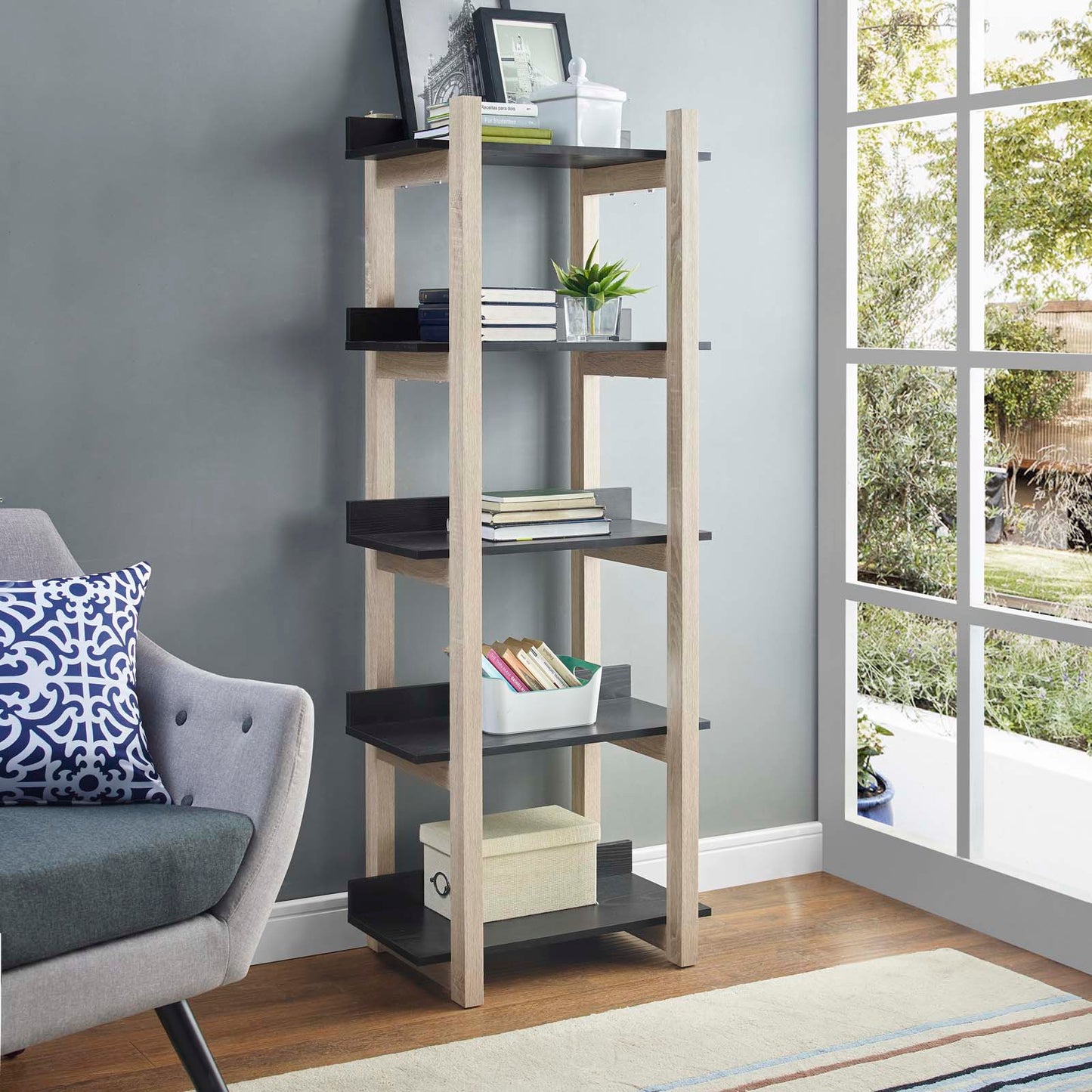 Modway Outlet Reprieve Bookcase by Modway  Living Room Furniture Natural Black - EEI-2786-NAT-BLK