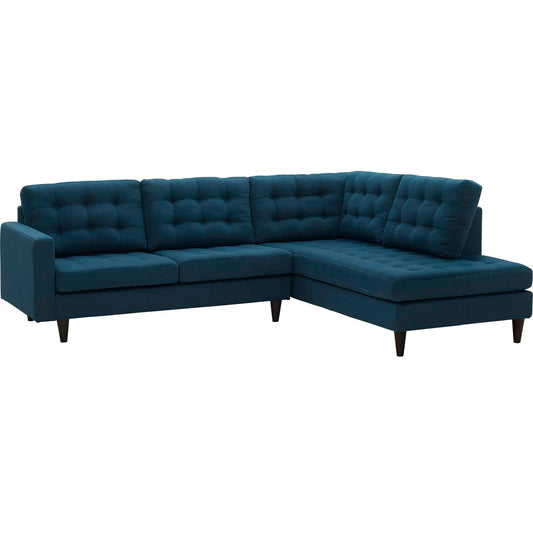 Modway Outlet Empress 2 Piece Upholstered Fabric Right Facing Bumper Sectional by Modway  Living Room Furniture Azure - EEI-2797-AZU