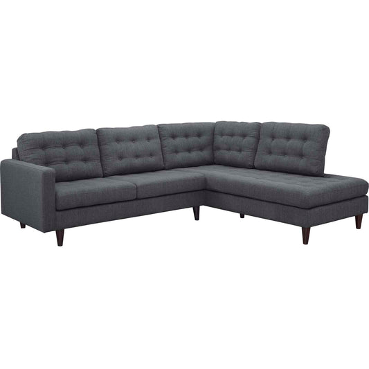 Modway Outlet Empress 2 Piece Upholstered Fabric Right Facing Bumper Sectional by Modway  Living Room Furniture Gray - EEI-2797-DOR