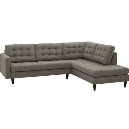 Modway Outlet Empress 2 Piece Upholstered Fabric Right Facing Bumper Sectional by Modway  Living Room Furniture Granite - EEI-2797-GRA