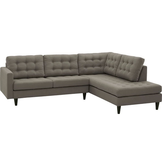 Modway Outlet Empress 2 Piece Upholstered Fabric Right Facing Bumper Sectional by Modway  Living Room Furniture Granite - EEI-2797-GRA
