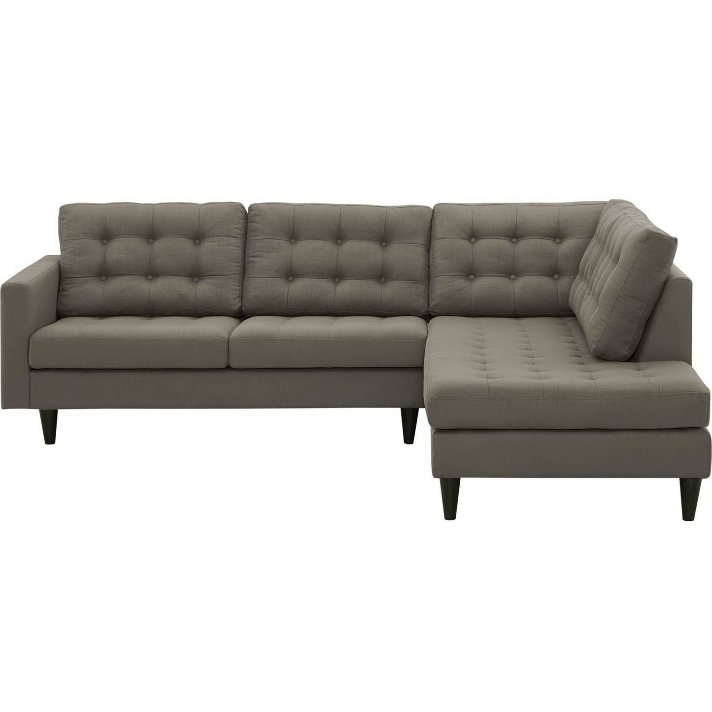 Modway Outlet Empress 2 Piece Upholstered Fabric Right Facing Bumper Sectional by Modway  Living Room Furniture Granite - EEI-2797-GRA