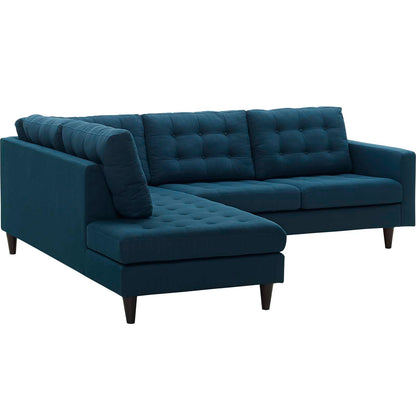 Modway Outlet Empress 2 Piece Upholstered Fabric Left Facing Bumper Sectional by Modway  Living Room Furniture Azure - EEI-2798-AZU