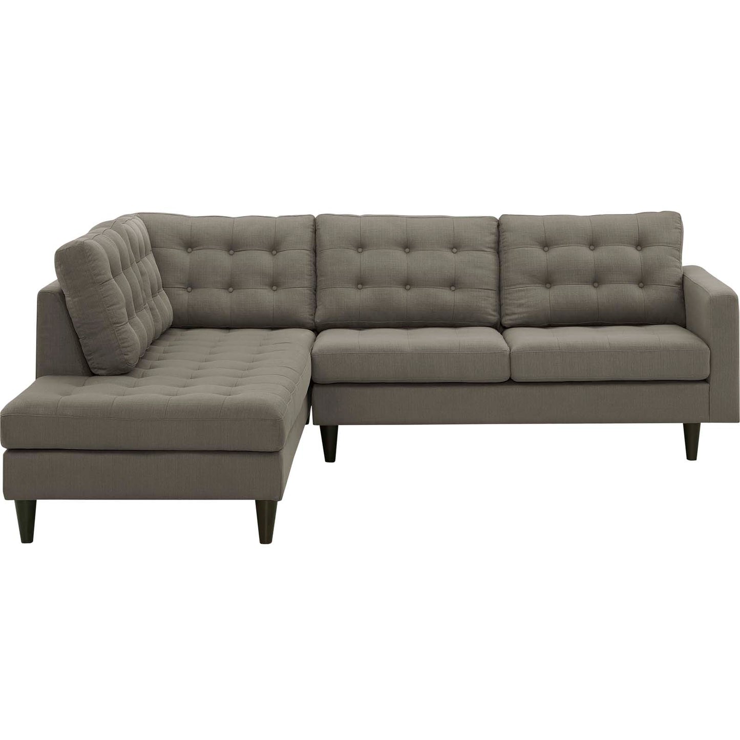 Modway Outlet Empress 2 Piece Upholstered Fabric Left Facing Bumper Sectional by Modway  Living Room Furniture Granite - EEI-2798-GRA