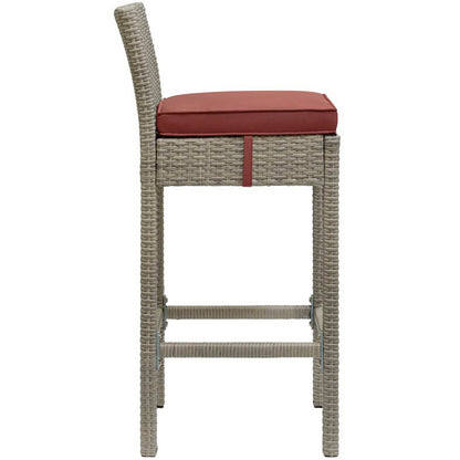 Modway Outlet Conduit Outdoor Patio Wicker Rattan Bar Stool by Modway  Outdoor Furniture Furniture Light Gray Currant - EEI-2800-LGR-CUR