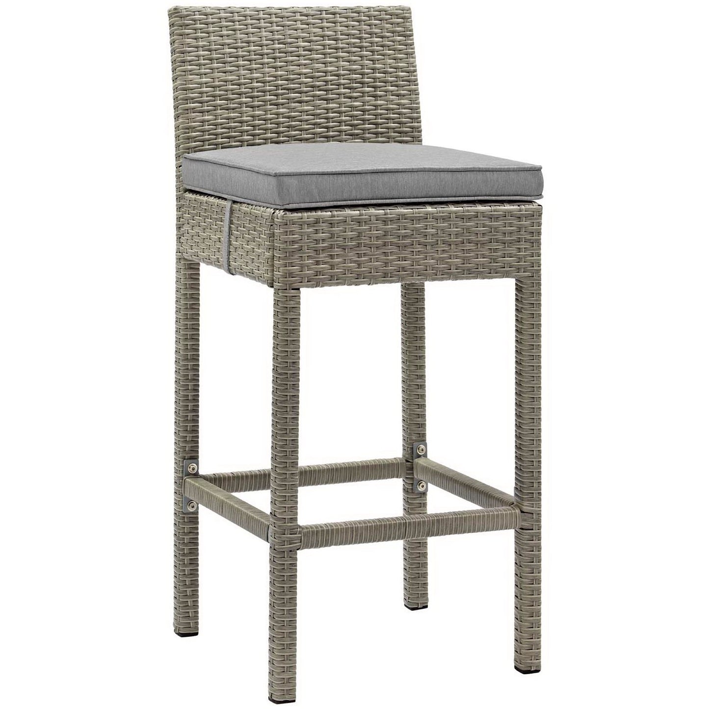 Modway Outlet Conduit Outdoor Patio Wicker Rattan Bar Stool by Modway  Outdoor Furniture Furniture Light Gray Gray - EEI-2800-LGR-GRY
