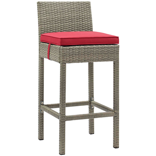 Modway Outlet Conduit Outdoor Patio Wicker Rattan Bar Stool by Modway  Outdoor Furniture Furniture Light Gray Red - EEI-2800-LGR-RED
