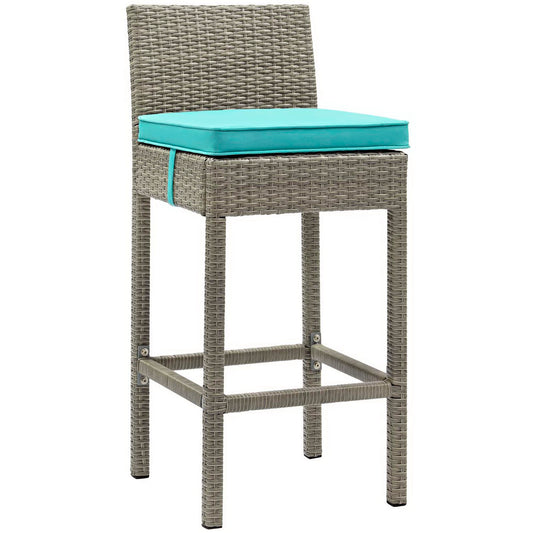 Modway Outlet Conduit Outdoor Patio Wicker Rattan Bar Stool by Modway  Outdoor Furniture Furniture Light Gray Turquoise - EEI-2800-LGR-TRQ
