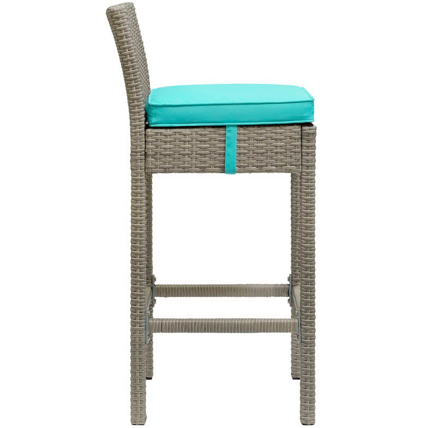 Modway Outlet Conduit Outdoor Patio Wicker Rattan Bar Stool by Modway  Outdoor Furniture Furniture Light Gray Turquoise - EEI-2800-LGR-TRQ