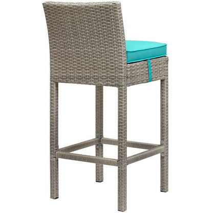 Modway Outlet Conduit Outdoor Patio Wicker Rattan Bar Stool by Modway  Outdoor Furniture Furniture Light Gray Turquoise - EEI-2800-LGR-TRQ