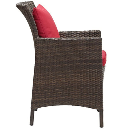 Modway Outlet Conduit Outdoor Patio Wicker Rattan Dining Armchair by Modway  Outdoor Furniture Furniture Brown Red - EEI-2801-BRN-RED