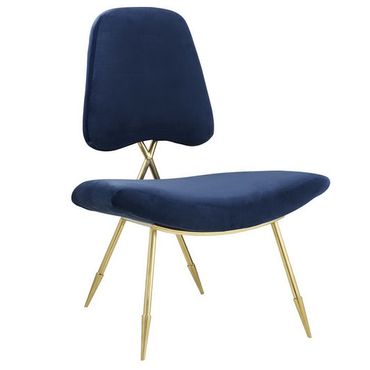 Modway Outlet Ponder Performance Velvet Lounge Chair by Modway  Living Room Furniture Navy - EEI-2809-NAV