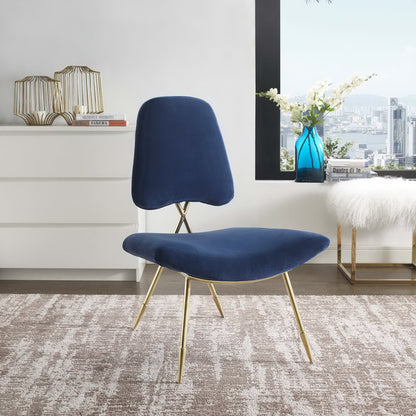 Modway Outlet Ponder Performance Velvet Lounge Chair by Modway  Living Room Furniture Navy - EEI-2809-NAV