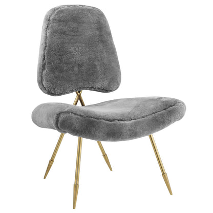 Modway Outlet Ponder Upholstered Sheepskin Fur Lounge Chair by Modway  Living Room Furniture Gray - EEI-2810-GRY