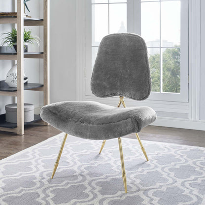 Modway Outlet Ponder Upholstered Sheepskin Fur Lounge Chair by Modway  Living Room Furniture Gray - EEI-2810-GRY
