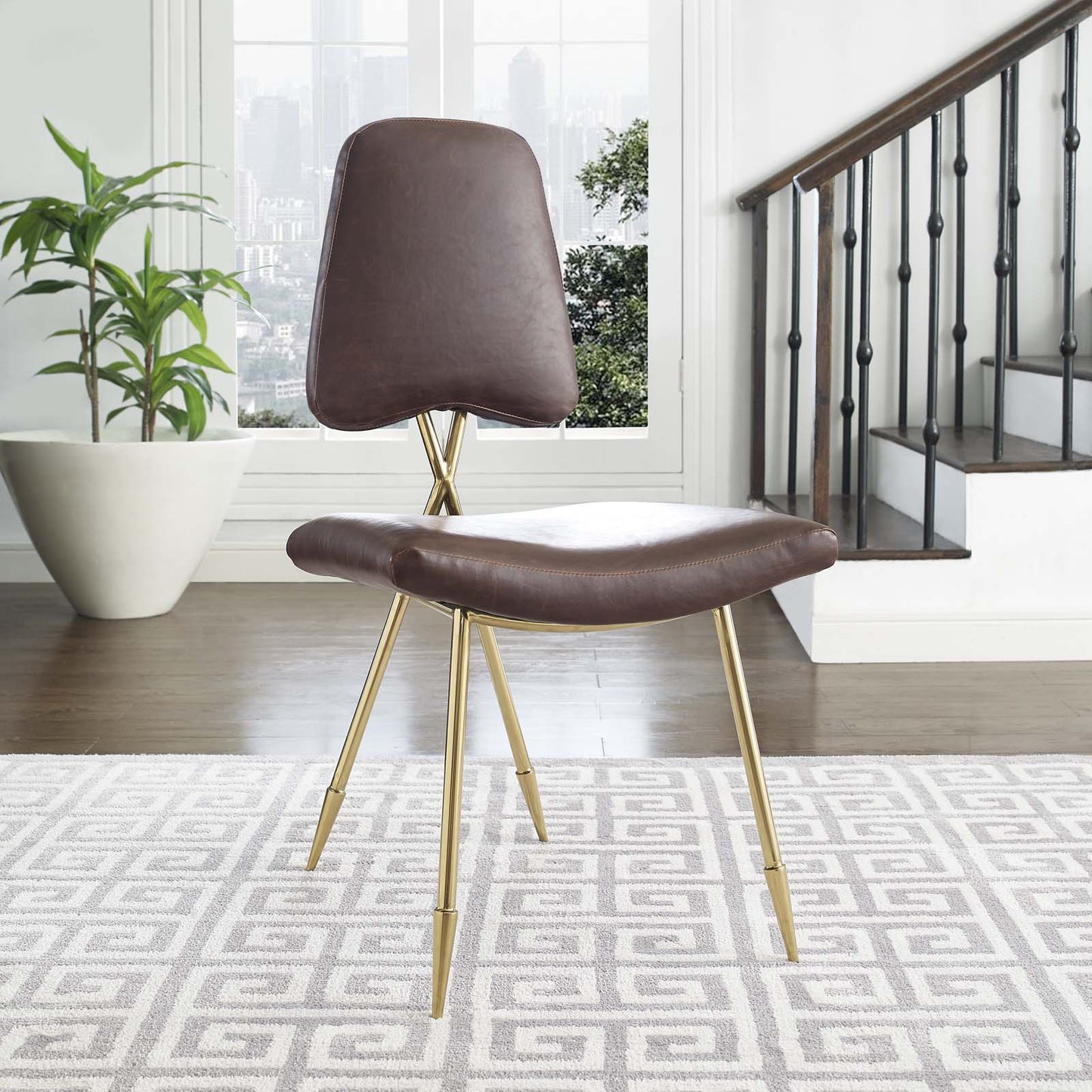 Modway Outlet Ponder Antique Faux Leather Dining Side Chair by Modway  Living Room Furniture Brown - EEI-2812-BRN