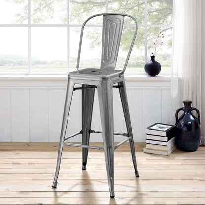 Modway Outlet Promenade Metal Bar Side Stool by Modway  Bar and Dining Furniture Gunmetal - EEI-2815-GME