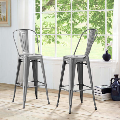 Modway Outlet Promenade Metal Bar Side Stool by Modway  Bar and Dining Furniture Gunmetal - EEI-2815-GME