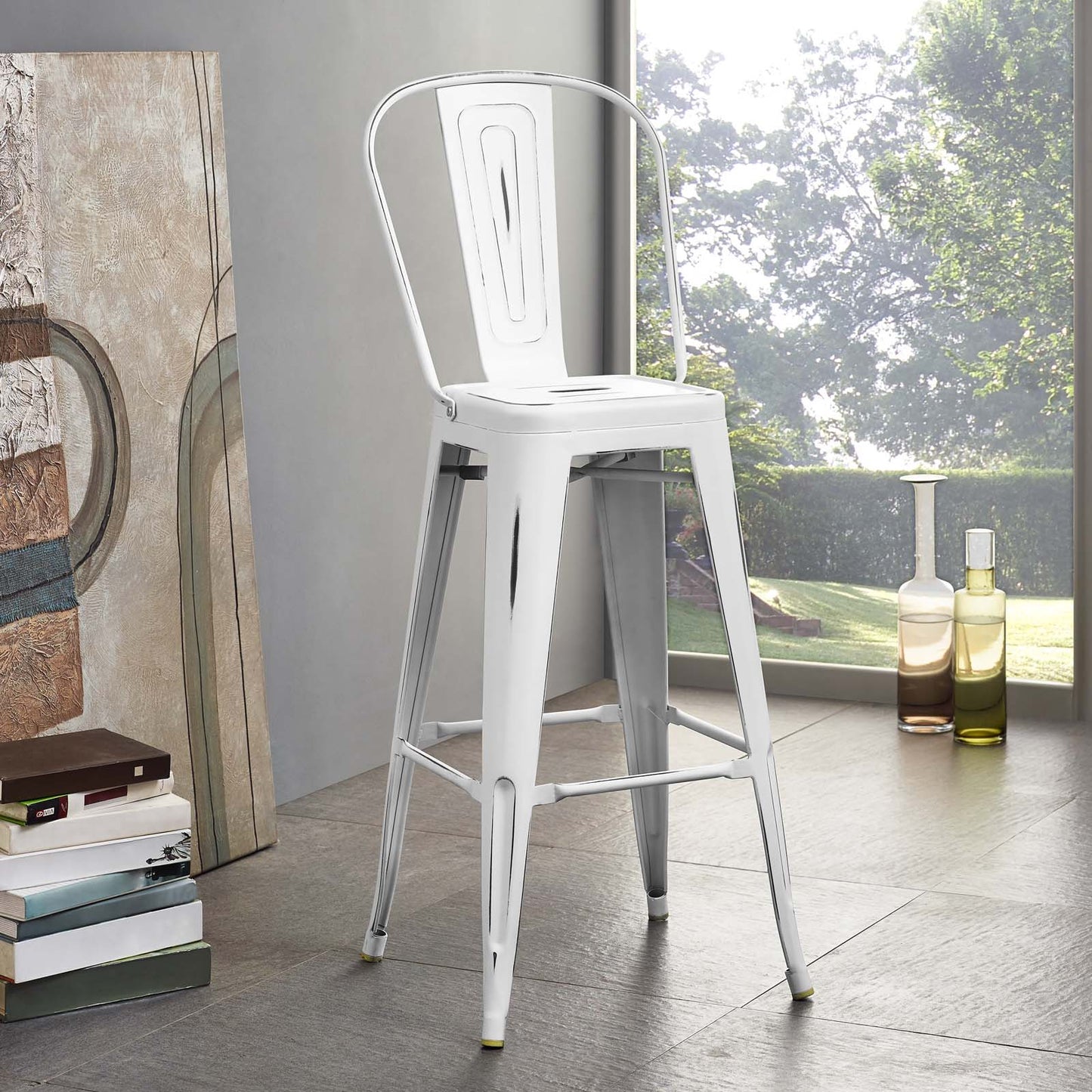 Modway Outlet Promenade Metal Bar Side Stool by Modway  Bar and Dining Furniture White - EEI-2815-WHI