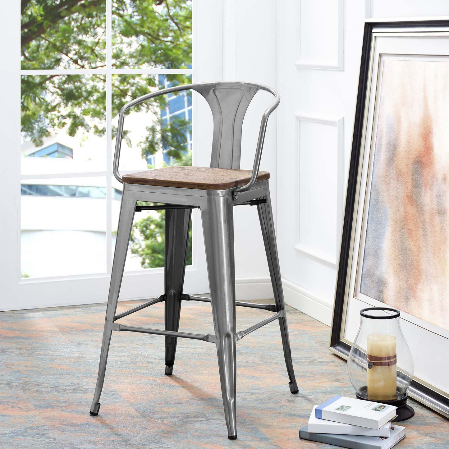 Modway Outlet Promenade Bar Stool by Modway  Bar and Dining Furniture Gunmetal - EEI-2818-GME