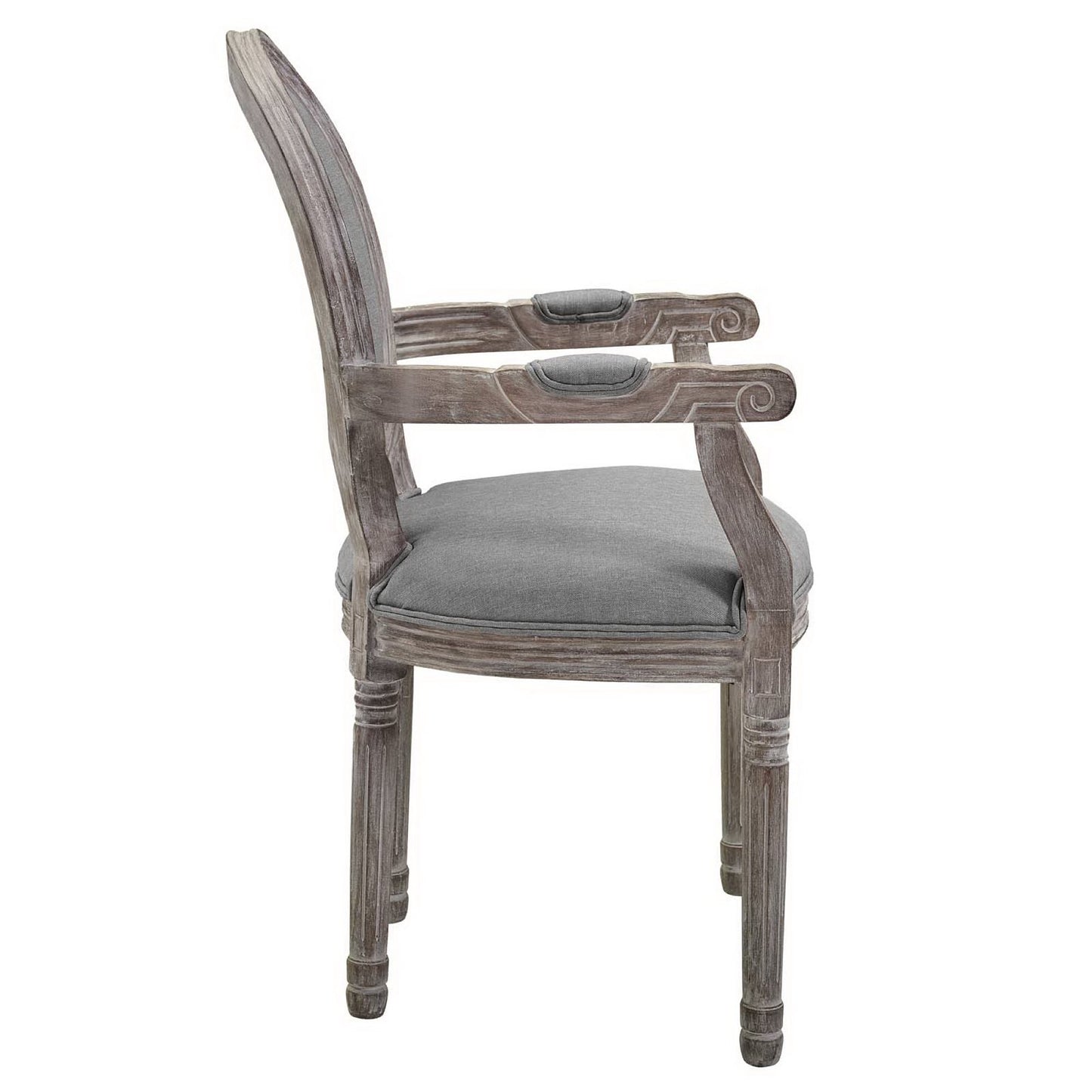 Modway Outlet Emanate Vintage French Upholstered Fabric Dining Armchair by Modway  Bar and Dining Furniture Light Gray - EEI-2823-LGR
