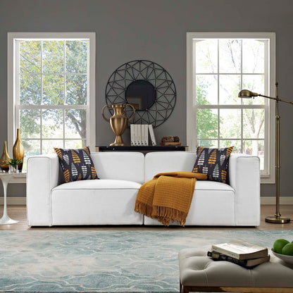 Modway Outlet Mingle 2 Piece Upholstered Fabric Sectional Sofa Set by Modway  Living Room Furniture White - EEI-2825-WHI