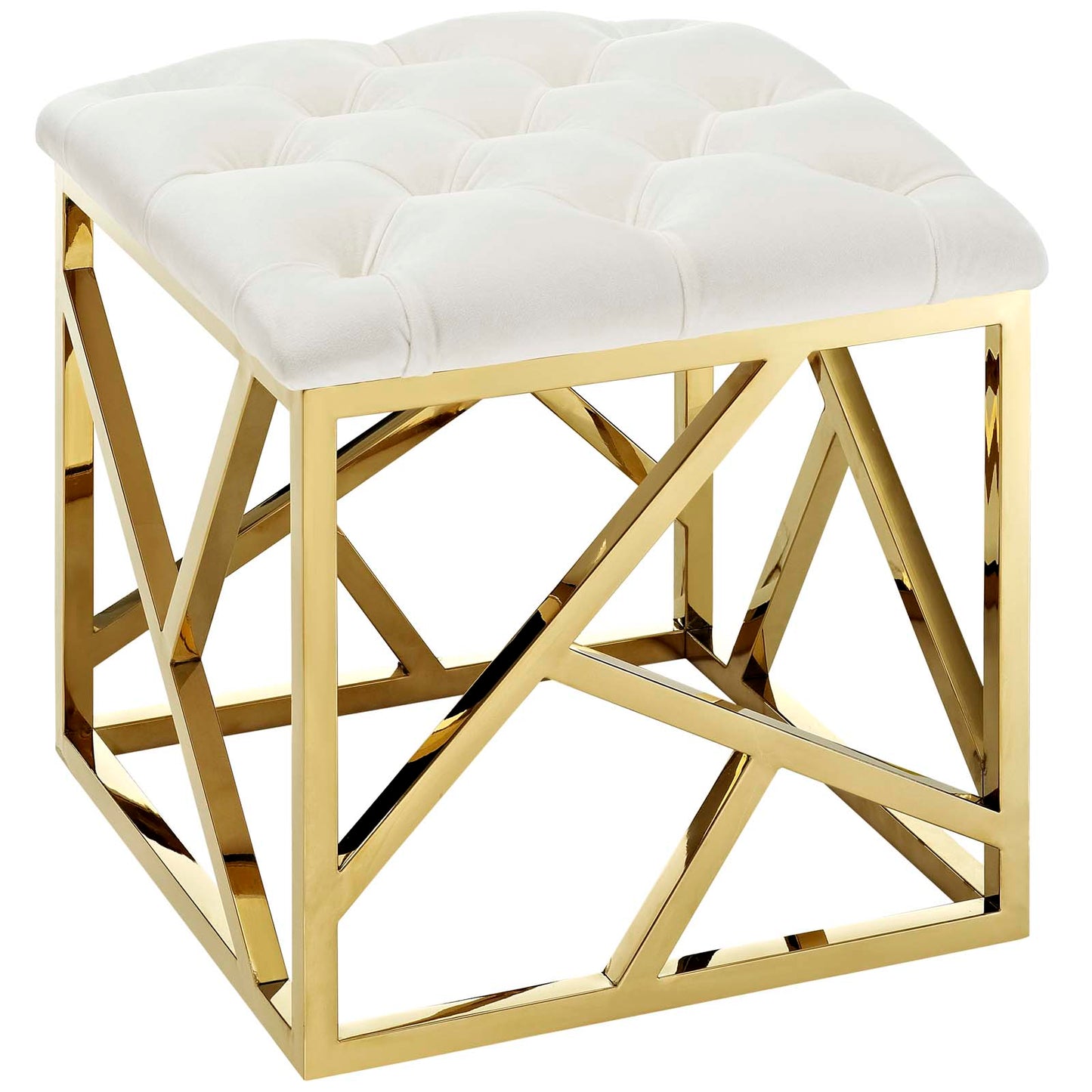 Modway Outlet Intersperse Ottoman by Modway  Living Room Furniture Gold Ivory - EEI-2845-GLD-IVO