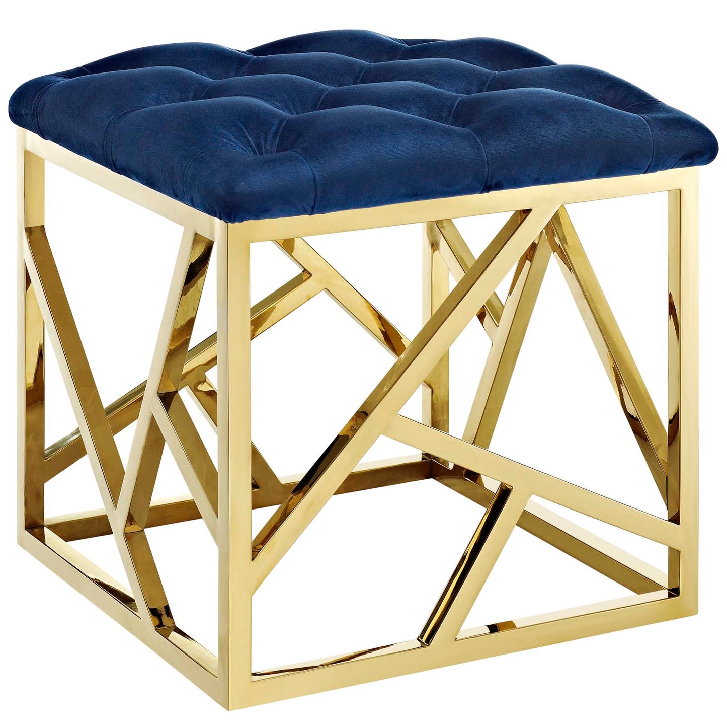 Modway Outlet Intersperse Ottoman by Modway  Living Room Furniture Gold Navy - EEI-2845-GLD-NAV