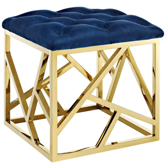 Modway Outlet Intersperse Ottoman by Modway  Living Room Furniture Gold Navy - EEI-2845-GLD-NAV