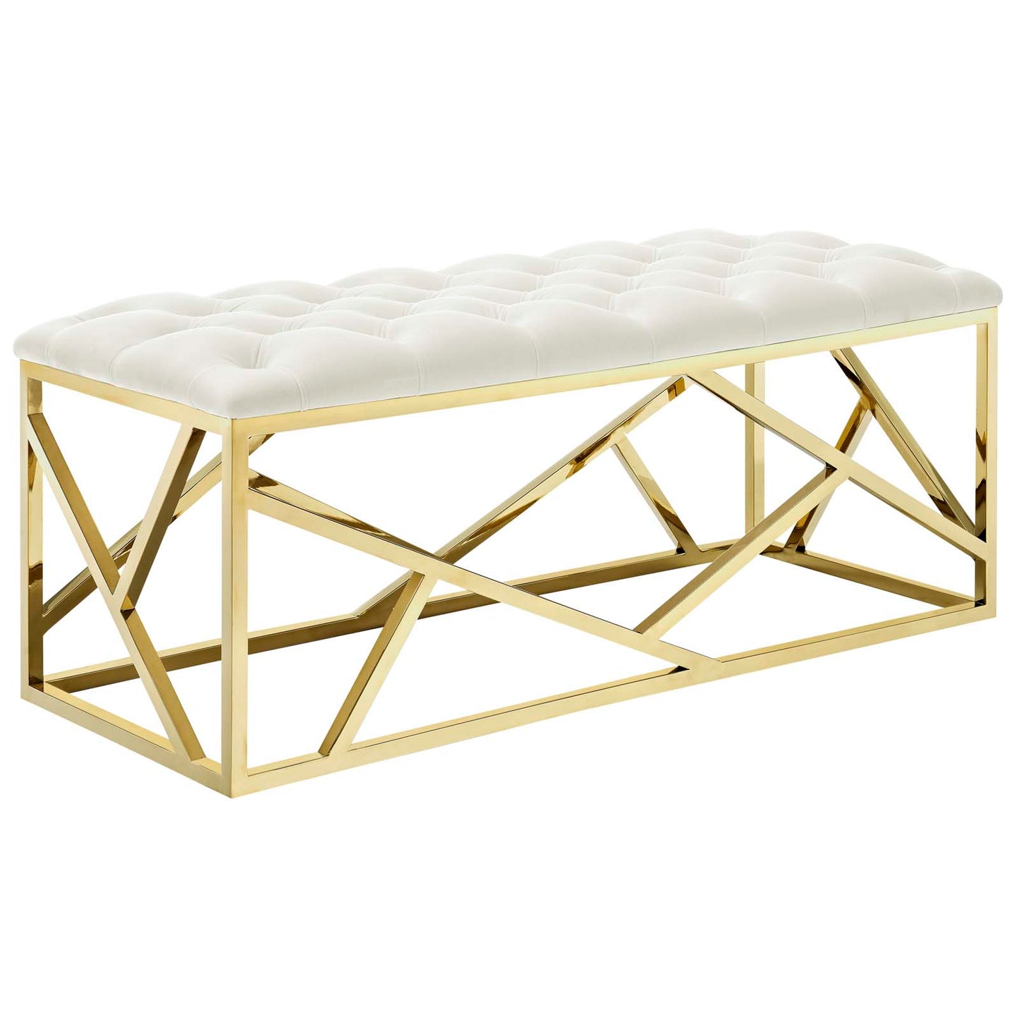 Modway Outlet Intersperse Bench by Modway  Living Room Furniture Gold Ivory - EEI-2847-GLD-IVO