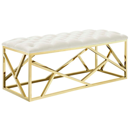 Modway Outlet Intersperse Bench by Modway  Living Room Furniture Gold Ivory - EEI-2847-GLD-IVO