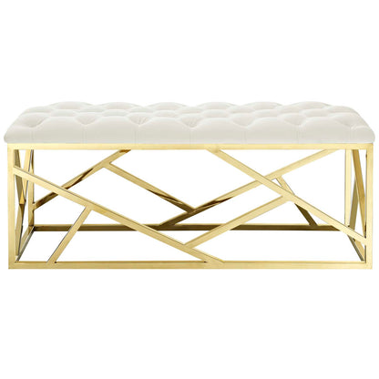 Modway Outlet Intersperse Bench by Modway  Living Room Furniture Gold Ivory - EEI-2847-GLD-IVO
