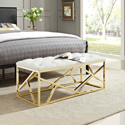 Modway Outlet Intersperse Bench by Modway  Living Room Furniture Gold Ivory - EEI-2847-GLD-IVO